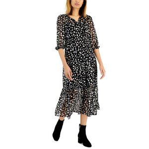 Tinsel Petite Extra Small Black & White Polka Dot Tiered Maxi Dress NWT